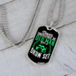 Drummer Necklace Old Man Drumset Green Necklace Stainless Steel or 18k Gold Dog Tag 24" Chain-Express Your Love Gifts