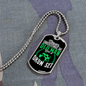 Drummer Necklace Old Man Drumset Green Necklace Stainless Steel or 18k Gold Dog Tag 24" Chain-Express Your Love Gifts