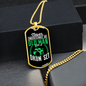 Drummer Necklace Old Man Drumset Green Necklace Stainless Steel or 18k Gold Dog Tag 24" Chain-Express Your Love Gifts