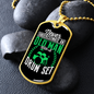 Drummer Necklace Old Man Drumset Green Necklace Stainless Steel or 18k Gold Dog Tag 24" Chain-Express Your Love Gifts
