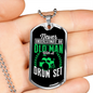 Drummer Necklace Old Man Drumset Green Necklace Stainless Steel or 18k Gold Dog Tag 24" Chain-Express Your Love Gifts