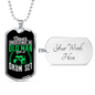 Drummer Necklace Old Man Drumset Green Necklace Stainless Steel or 18k Gold Dog Tag 24" Chain-Express Your Love Gifts