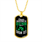 Drummer Necklace Old Man Drumset Green Necklace Stainless Steel or 18k Gold Dog Tag 24" Chain-Express Your Love Gifts