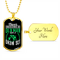 Drummer Necklace Old Man Drumset Green Necklace Stainless Steel or 18k Gold Dog Tag 24" Chain-Express Your Love Gifts