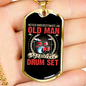 Drummer Necklace Old Man Drumset Red Necklace Stainless Steel or 18k Gold Dog Tag 24" Chain-Express Your Love Gifts