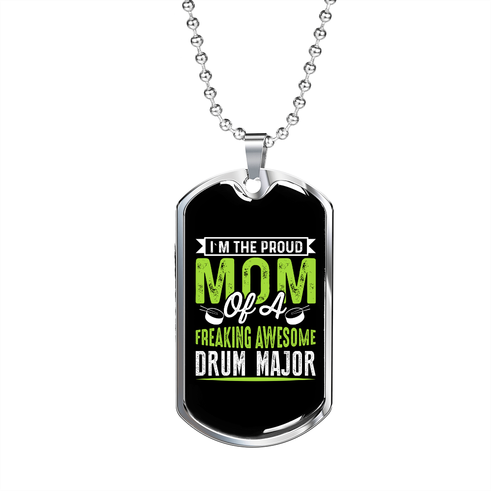 Drummer Necklace Proud Mom of Drum Major Necklace Stainless Steel or 18k Gold Dog Tag 24" Chain-Express Your Love Gifts