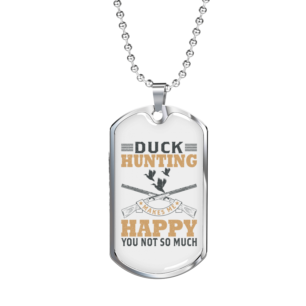 Duck Hunting Necklace Stainless Steel or 18k Gold Dog Tag 24" Chain-Express Your Love Gifts