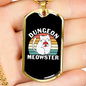 Dungeon Cat Meowster Necklace Stainless Steel or 18k Gold Dog Tag 24" Chain-Express Your Love Gifts