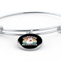 Dungeon White Meowster Cat Bracelet Stainless Steel or 18k Gold Circle Bangle-Express Your Love Gifts