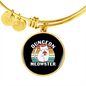 Dungeon White Meowster Cat Bracelet Stainless Steel or 18k Gold Circle Bangle-Express Your Love Gifts