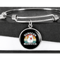 Dungeon White Meowster Cat Bracelet Stainless Steel or 18k Gold Circle Bangle-Express Your Love Gifts