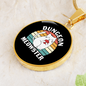 Dungeon White Meowster Cat Circle Necklace Stainless Steel or 18k Gold 18-22"-Express Your Love Gifts
