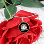 Dungeon White Meowster Cat Circle Necklace Stainless Steel or 18k Gold 18-22"-Express Your Love Gifts