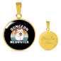 Dungeon White Meowster Cat Circle Necklace Stainless Steel or 18k Gold 18-22"-Express Your Love Gifts