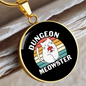 Dungeon White Meowster Cat Circle Necklace Stainless Steel or 18k Gold 18-22"-Express Your Love Gifts
