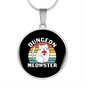 Dungeon White Meowster Cat Circle Necklace Stainless Steel or 18k Gold 18-22"-Express Your Love Gifts