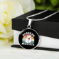 Dungeon White Meowster Cat Circle Necklace Stainless Steel or 18k Gold 18-22"-Express Your Love Gifts