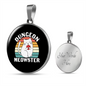 Dungeon White Meowster Cat Circle Necklace Stainless Steel or 18k Gold 18-22"-Express Your Love Gifts