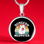 Dungeon White Meowster Cat Circle Necklace Stainless Steel or 18k Gold 18-22"-Express Your Love Gifts