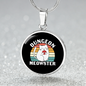 Dungeon White Meowster Cat Circle Necklace Stainless Steel or 18k Gold 18-22"-Express Your Love Gifts