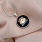 Dungeon White Meowster Cat Circle Necklace Stainless Steel or 18k Gold 18-22"-Express Your Love Gifts