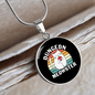 Dungeon White Meowster Cat Circle Necklace Stainless Steel or 18k Gold 18-22"-Express Your Love Gifts