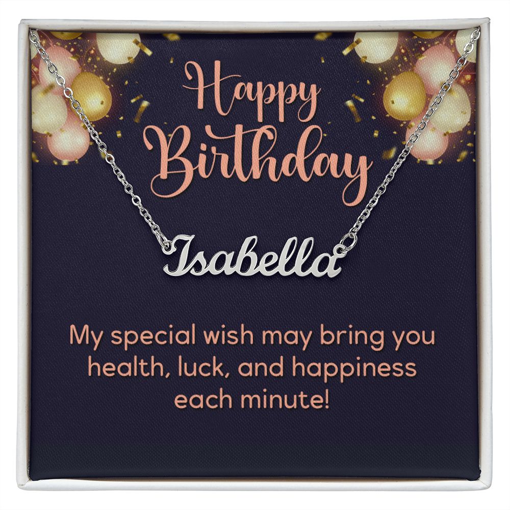 Happy Birthday Custom Name Necklace Special Wish Message-Express Your Love Gifts