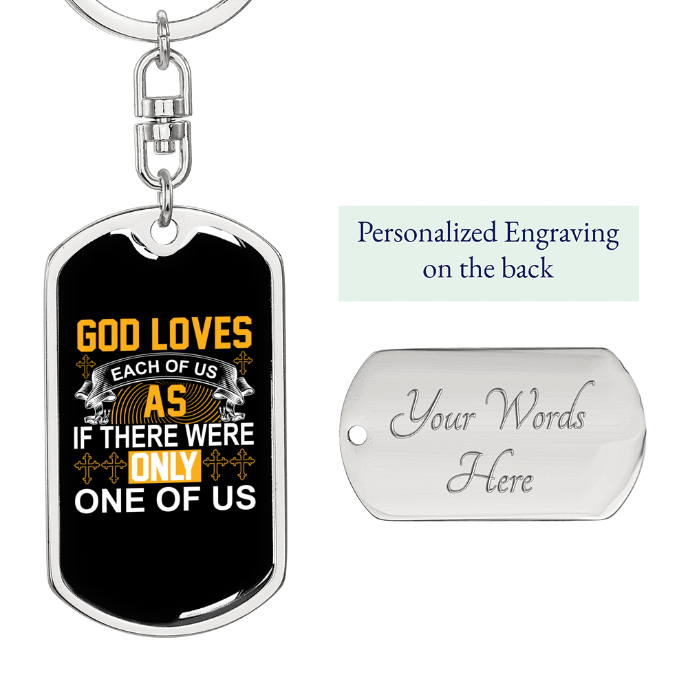 Each Of Us Keychain Stainless Steel or 18k Gold Dog Tag Keyring-Express Your Love Gifts