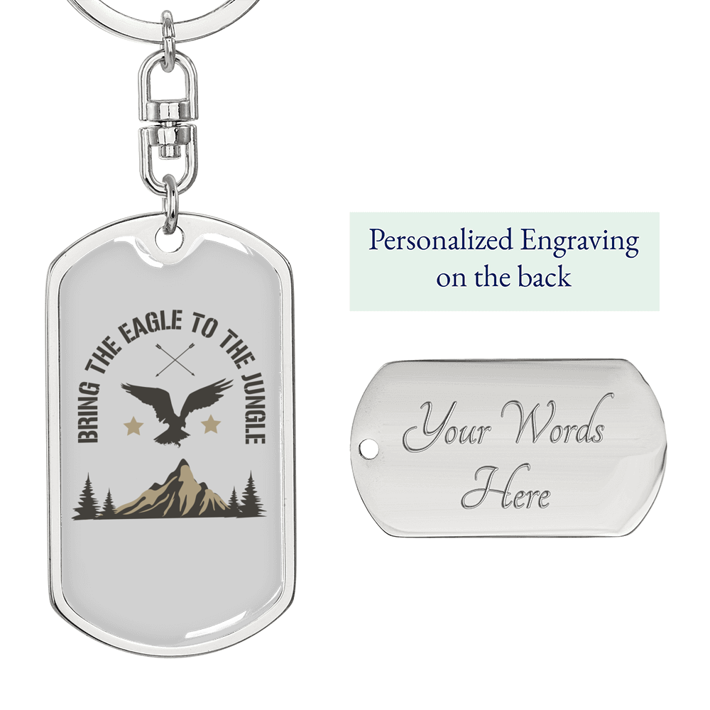 Eagle To Jungle Hunter'S Keychain Gift Stainless Steel or 18k Gold Dog Tag Keyring-Express Your Love Gifts