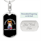 Easily Distracted By Books and Cats Keychain Stainless Steel or 18k Gold Dog Tag Keyring-Express Your Love Gifts
