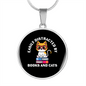 Easily Distracted By Books Cat Circle Necklace Stainless Steel or 18k Gold 18-22"-Express Your Love Gifts