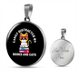 Easily Distracted By Books Cat Circle Necklace Stainless Steel or 18k Gold 18-22"-Express Your Love Gifts