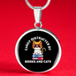 Easily Distracted By Books Cat Circle Necklace Stainless Steel or 18k Gold 18-22"-Express Your Love Gifts