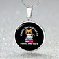 Easily Distracted By Books Cat Circle Necklace Stainless Steel or 18k Gold 18-22"-Express Your Love Gifts