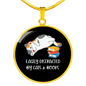 Easily Distracted By Cats Circle Necklace Stainless Steel or 18k Gold 18-22"-Express Your Love Gifts