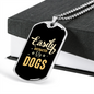 Easily Distracted by Dogs Plain Necklace Stainless Steel or 18k Gold Dog Tag 24" Chain-Express Your Love Gifts