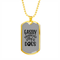 Easily Distracted by Dogs TranspArent Necklace Stainless Steel or 18k Gold Dog Tag 24" Chain-Express Your Love Gifts
