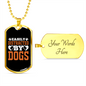 Easily Distracted By Dogs Yellow Plain Necklace Stainless Steel or 18k Gold Dog Tag 24" Chain-Express Your Love Gifts