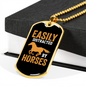 Easily Distracted by Horses Horse Necklace Stainless Steel or 18k Gold Dog Tag 24" Chain-Express Your Love Gifts