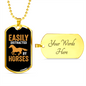 Easily Distracted by Horses Horse Necklace Stainless Steel or 18k Gold Dog Tag 24" Chain-Express Your Love Gifts