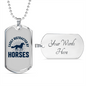 Easily Distracted by Horses White Horse Necklace Stainless Steel or 18k Gold Dog Tag 24" Chain-Express Your Love Gifts