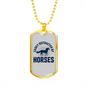 Easily Distracted by Horses White Horse Necklace Stainless Steel or 18k Gold Dog Tag 24" Chain-Express Your Love Gifts