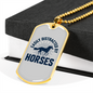 Easily Distracted by Horses White Horse Necklace Stainless Steel or 18k Gold Dog Tag 24" Chain-Express Your Love Gifts