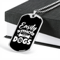 Easily Distracted White Necklace Stainless Steel or 18k Gold Dog Tag 24" Chain-Express Your Love Gifts
