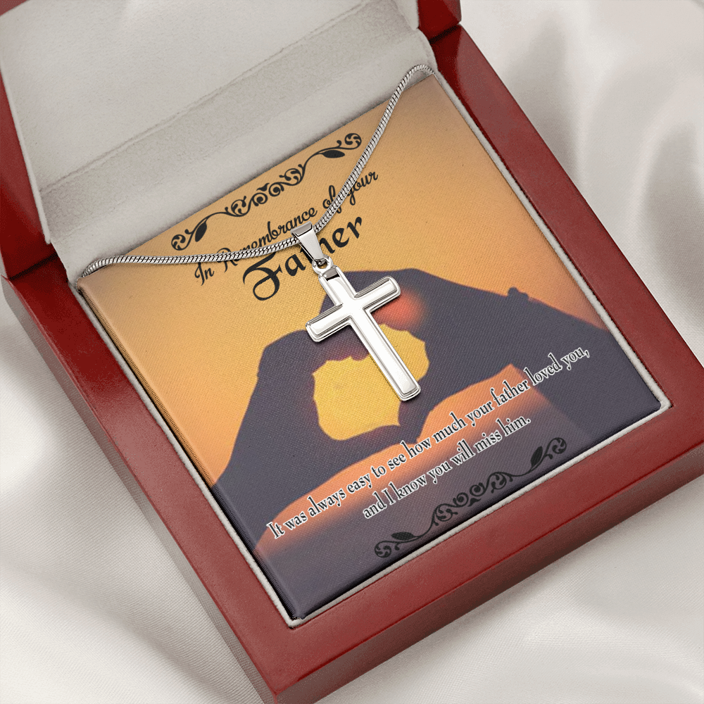 Easy to See Dad Memorial Gift Dad Memorial Cross Necklace Sympathy Gift Loss of Father Condolence Message Card-Express Your Love Gifts
