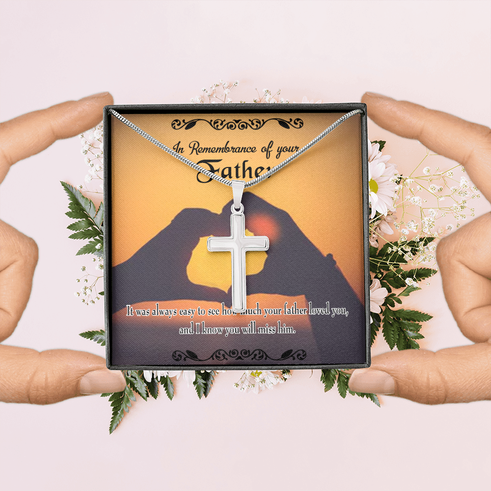 Easy to See Dad Memorial Gift Dad Memorial Cross Necklace Sympathy Gift Loss of Father Condolence Message Card-Express Your Love Gifts