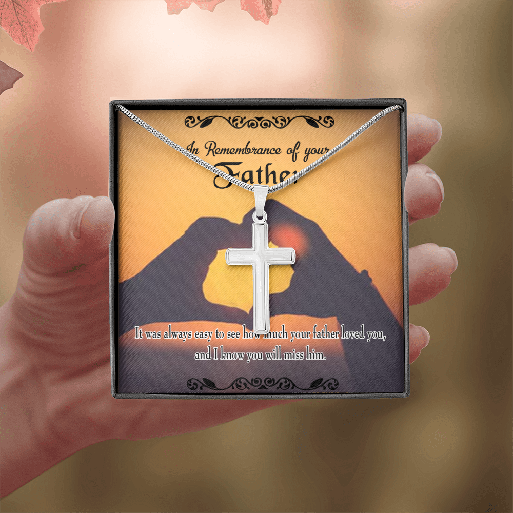 Easy to See Dad Memorial Gift Dad Memorial Cross Necklace Sympathy Gift Loss of Father Condolence Message Card-Express Your Love Gifts