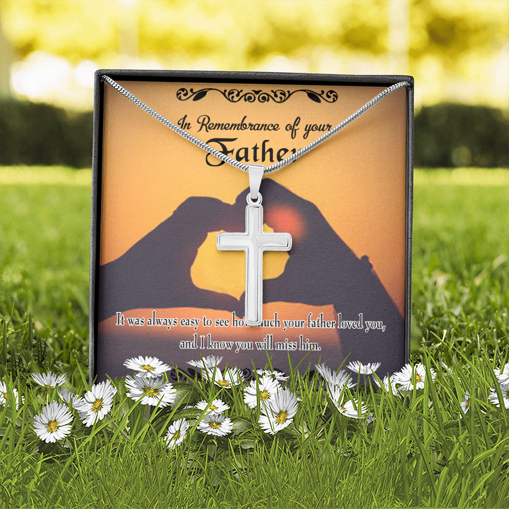 Easy to See Dad Memorial Gift Dad Memorial Cross Necklace Sympathy Gift Loss of Father Condolence Message Card-Express Your Love Gifts