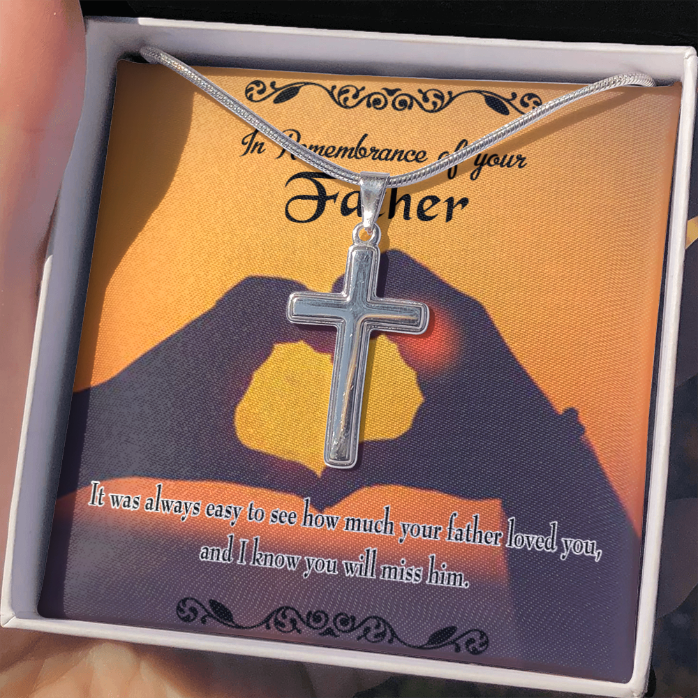 Easy to See Dad Memorial Gift Dad Memorial Cross Necklace Sympathy Gift Loss of Father Condolence Message Card-Express Your Love Gifts