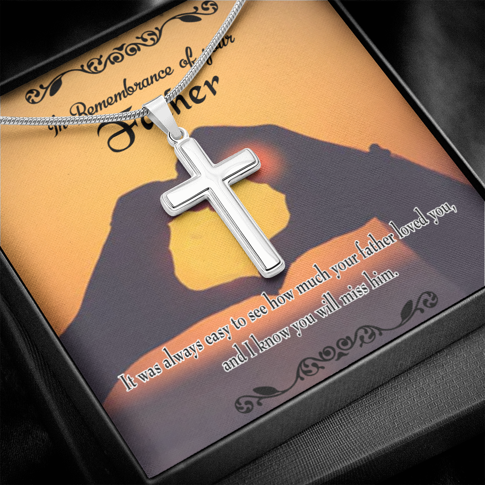Easy to See Dad Memorial Gift Dad Memorial Cross Necklace Sympathy Gift Loss of Father Condolence Message Card-Express Your Love Gifts
